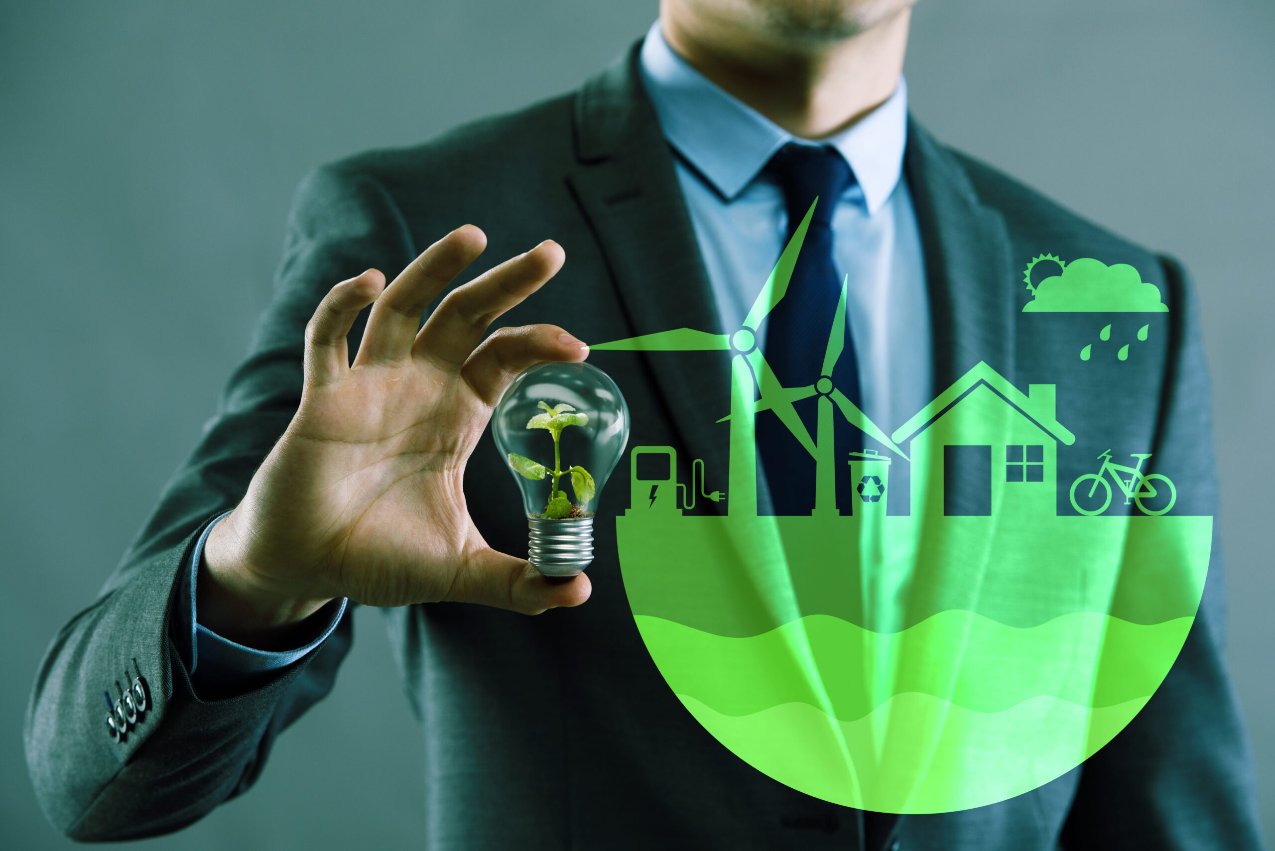 Businessman in ecological green concept